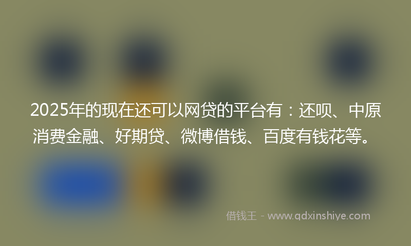 2025年的现在还可以网贷的平台有：还呗、中原消费金融、好期贷、微博借钱、百度有钱花等。