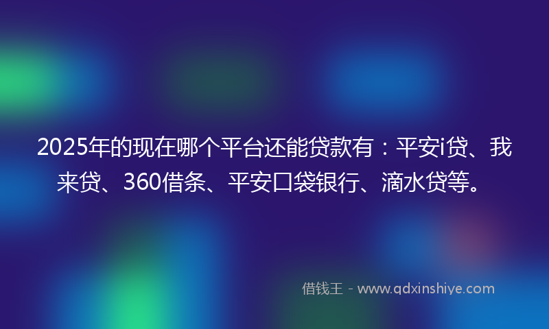 2025年的现在哪个平台还能贷款有：平安i贷、我来贷、360借条、平安口袋银行、滴水贷等。