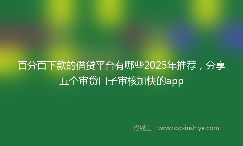 百分百下款的借贷平台有哪些2025年推荐，分享五个审贷口子审核加快的app
