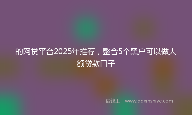 的网贷平台2025年推荐，整合5个黑户可以做大额贷款口子