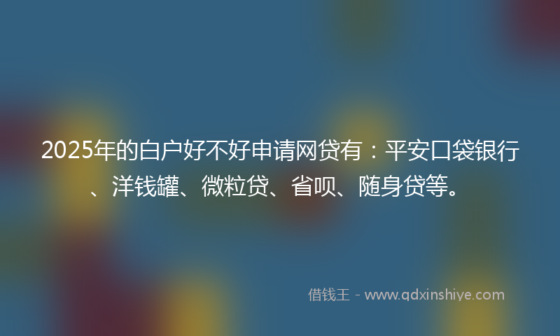 2025年的白户好不好申请网贷有:平安口袋银行、洋钱罐、微粒贷、省呗、随身贷等。