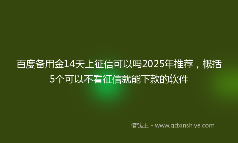 百度备用金14天上征信可以吗2025年推荐，概括5个可以不看征信就能下款的软件
