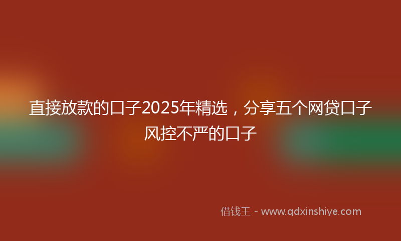 直接放款的口子2025年精选，分享五个网贷口子风控不严的口子