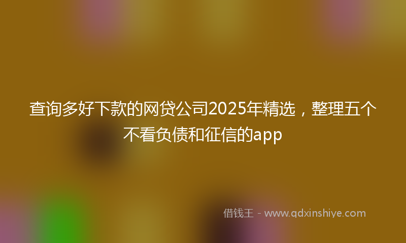 查询多好下款的网贷公司2025年精选,整理五个不看负债和征信的app
