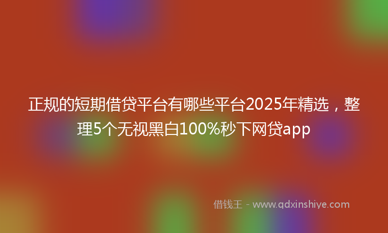 正规的短期借贷平台有哪些平台2025年精选，整理5个无视黑白100%秒下网贷app