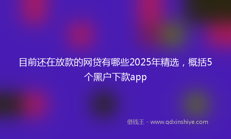 目前还在放款的网贷有哪些2025年精选，概括5个黑户下款app