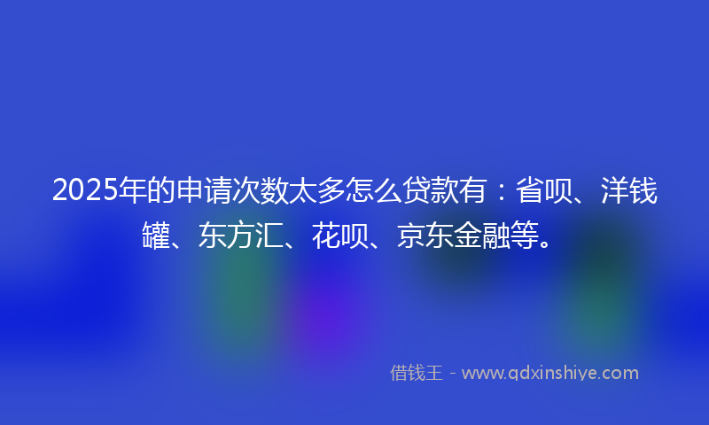 2025年的申请次数太多怎么贷款有：省呗、洋钱罐、东方汇、花呗、京东金融等。