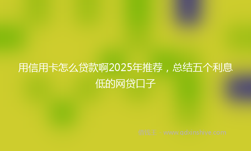 用信用卡怎么贷款啊2025年推荐，总结五个利息低的网贷口子