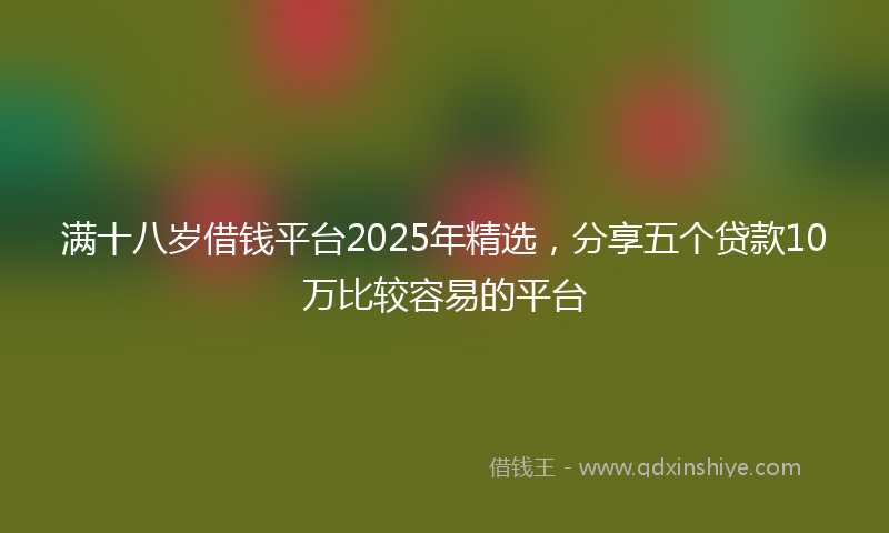 满十八岁借钱平台2025年精选，分享五个贷款10万比较容易的平台