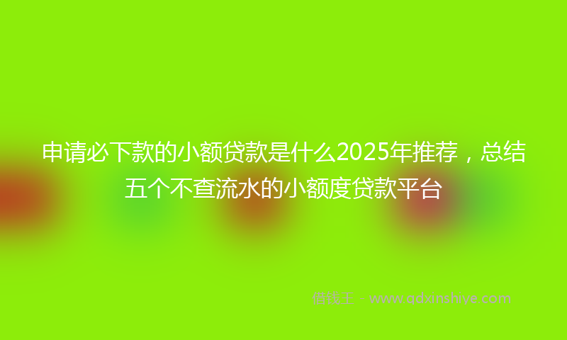 申请必下款的小额贷款是什么2025年推荐，总结五个不查流水的小额度贷款平台