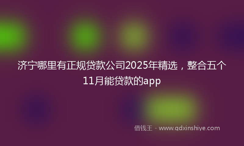 济宁哪里有正规贷款公司2025年精选，整合五个11月能贷款的app