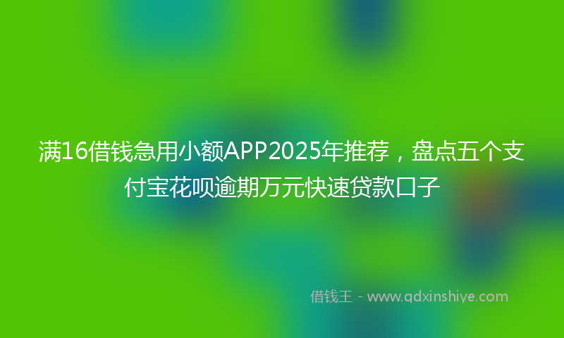 满16借钱急用小额APP2025年推荐，盘点五个支付宝花呗逾期万元快速贷款口子