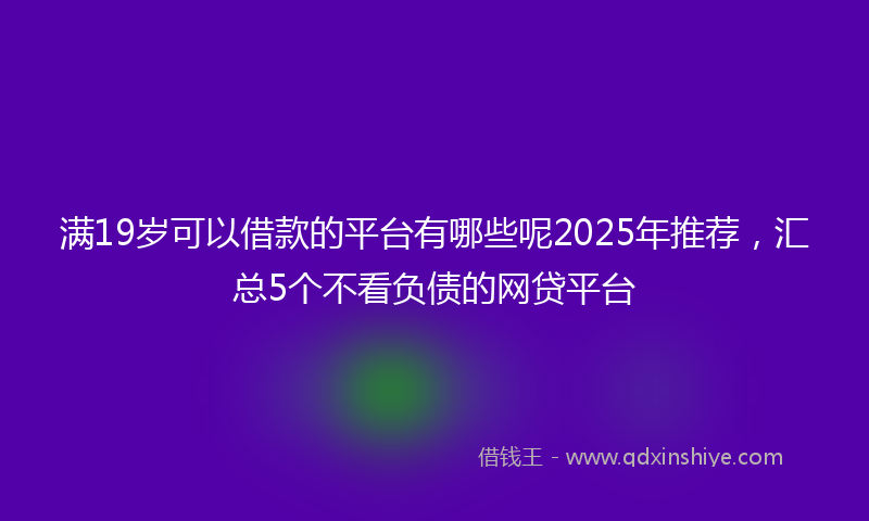 满19岁可以借款的平台有哪些呢2025年推荐，汇总5个不看负债的网贷平台