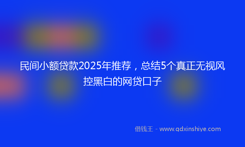 民间小额贷款2025年推荐，总结5个真正无视风控黑白的网贷口子