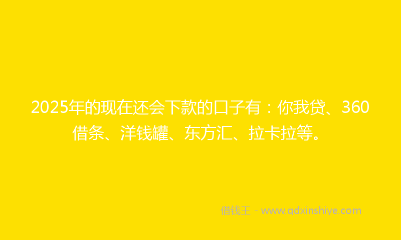 2025年的现在还会下款的口子有：你我贷、360借条、洋钱罐、东方汇、拉卡拉等。
