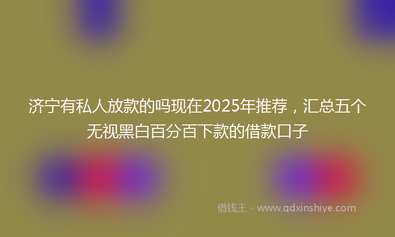 济宁有私人放款的吗现在2025年推荐，汇总五个无视黑白百分百下款的借款口子