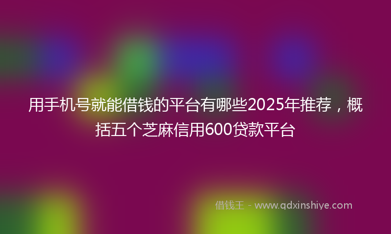 用手机号就能借钱的平台有哪些2025年推荐，概括五个芝麻信用600贷款平台