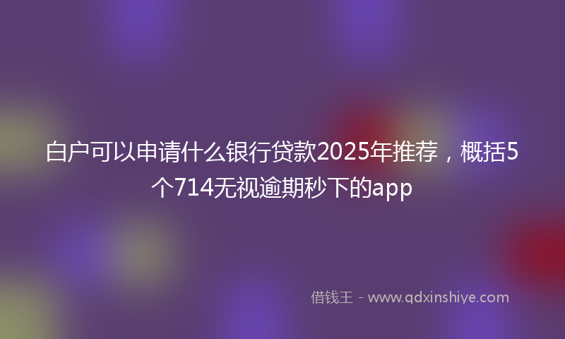 白户可以申请什么银行贷款2025年推荐，概括5个714无视逾期秒下的app