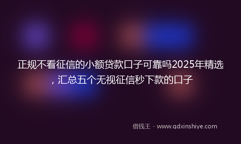正规不看征信的小额贷款口子可靠吗2025年精选，汇总五个无视征信秒下款的口子
