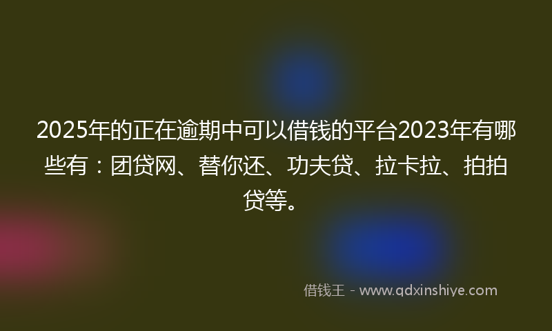 2025年的正在逾期中可以借钱的平台2023年有哪些有：团贷网、替你还、功夫贷、拉卡拉、拍拍贷等。