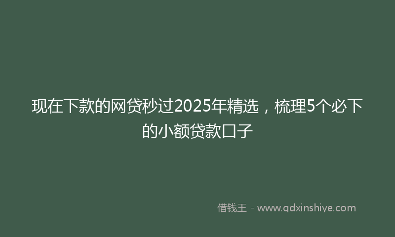现在下款的网贷秒过2025年精选，梳理5个必下的小额贷款口子