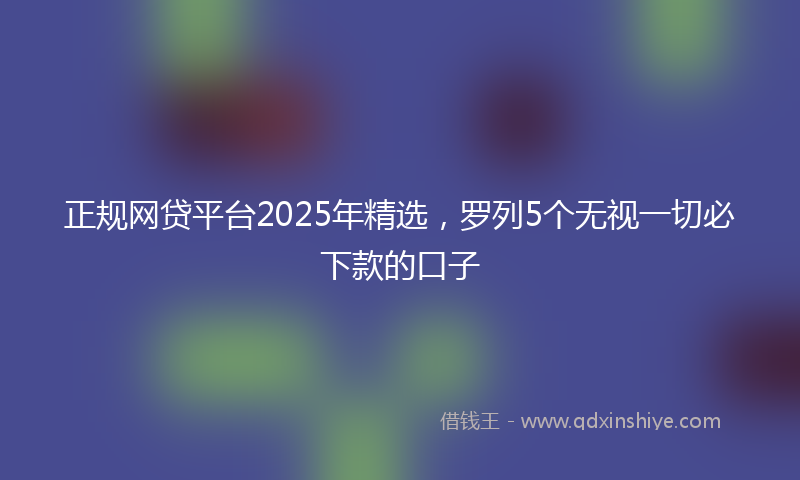 正规网贷平台2025年精选，罗列5个无视一切必下款的口子