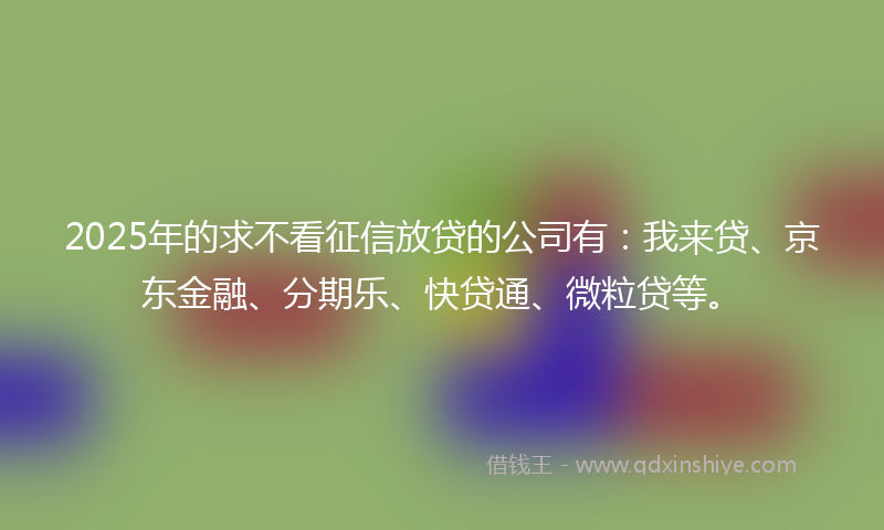 2025年的求不看征信放贷的公司有：我来贷、京东金融、分期乐、快贷通、微粒贷等。