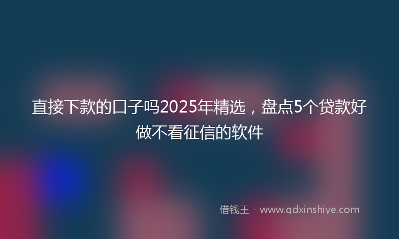 直接下款的口子吗2025年精选，盘点5个贷款好做不看征信的软件