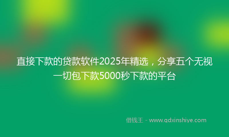 直接下款的贷款软件2025年精选，分享五个无视一切包下款5000秒下款的平台