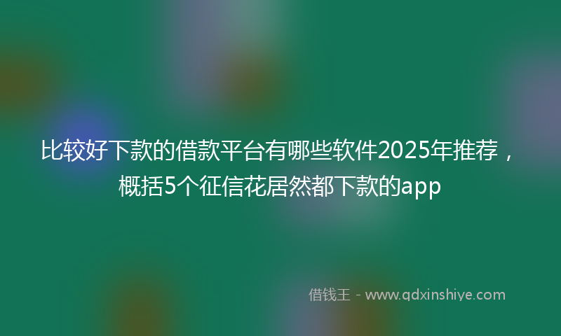 比较好下款的借款平台有哪些软件2025年推荐，概括5个征信花居然都下款的app