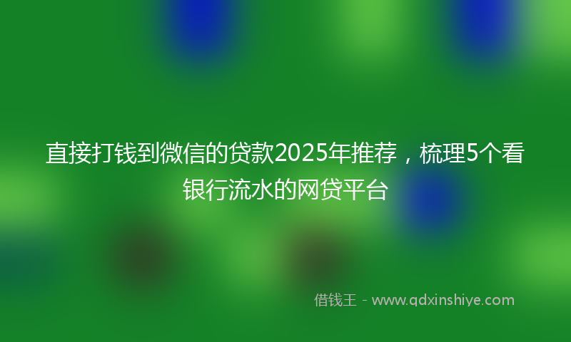 直接打钱到微信的贷款2025年推荐，梳理5个看银行流水的网贷平台