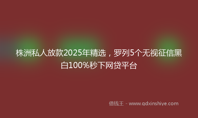 株洲私人放款2025年精选，罗列5个无视征信黑白100%秒下网贷平台