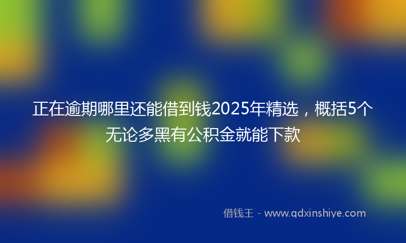 正在逾期哪里还能借到钱2025年精选，概括5个无论多黑有公积金就能下款