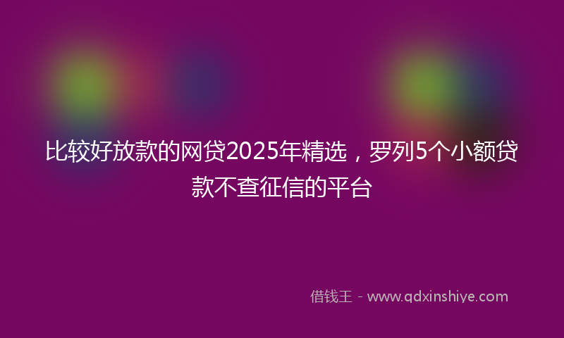 比较好放款的网贷2025年精选，罗列5个小额贷款不查征信的平台