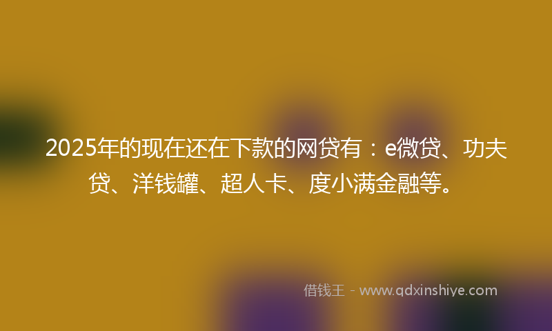 2025年的现在还在下款的网贷有：e微贷、功夫贷、洋钱罐、超人卡、度小满金融等。