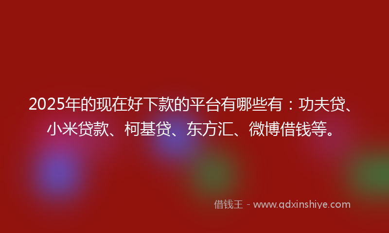 2025年的现在好下款的平台有哪些有：功夫贷、小米贷款、柯基贷、东方汇、微博借钱等。