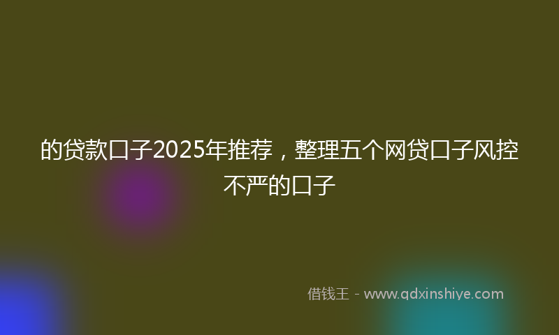 的贷款口子2025年推荐，整理五个网贷口子风控不严的口子