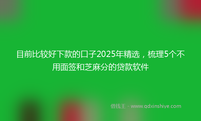 目前比较好下款的口子2025年精选，梳理5个不用面签和芝麻分的贷款软件