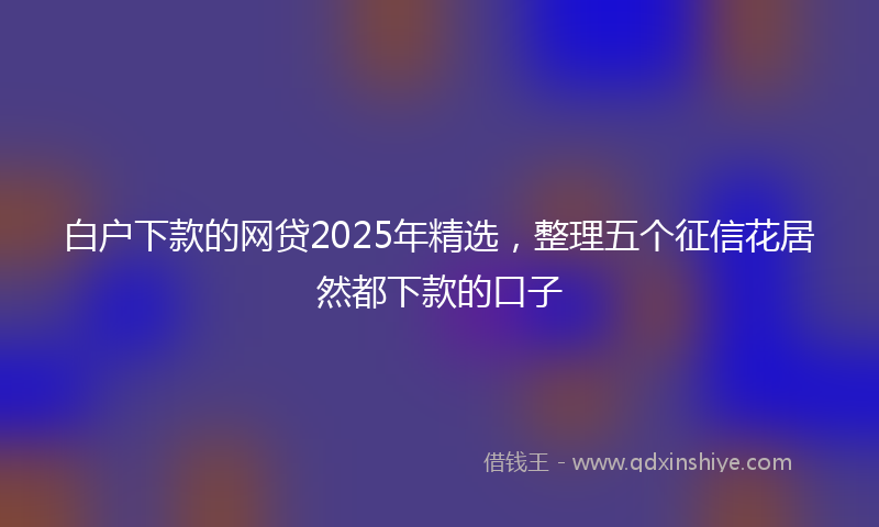 白户下款的网贷2025年精选，整理五个征信花居然都下款的口子