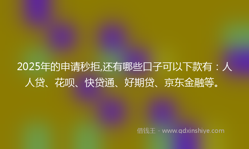 2025年的申请秒拒,还有哪些口子可以下款有：人人贷、花呗、快贷通、好期贷、京东金融等。