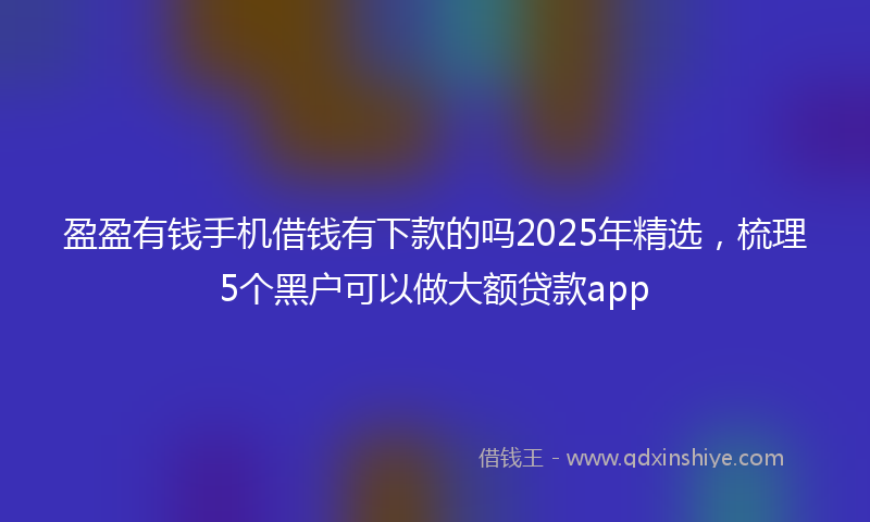 盈盈有钱手机借钱有下款的吗2025年精选，梳理5个黑户可以做大额贷款app