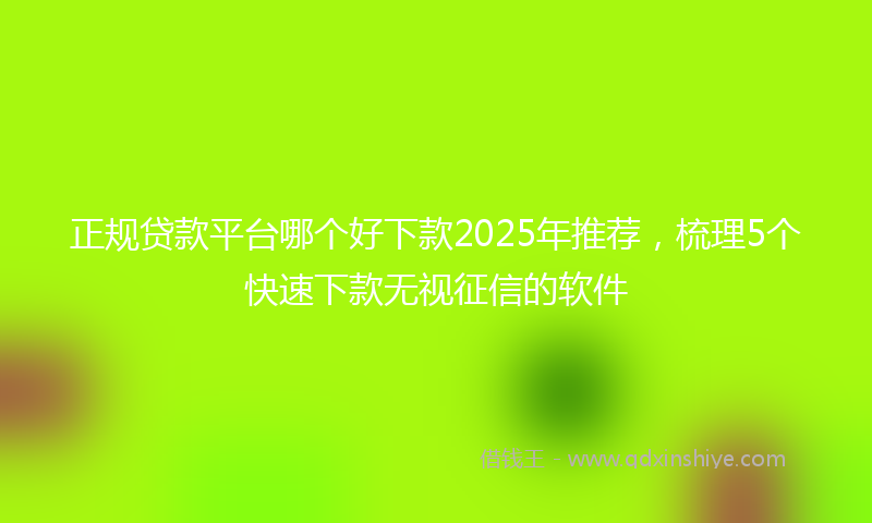 正规贷款平台哪个好下款2025年推荐，梳理5个快速下款无视征信的软件