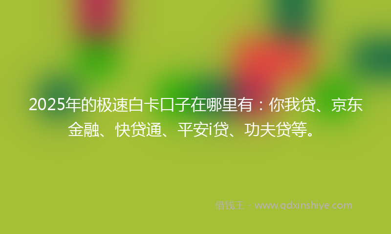 2025年的极速白卡口子在哪里有：你我贷、京东金融、快贷通、平安i贷、功夫贷等。