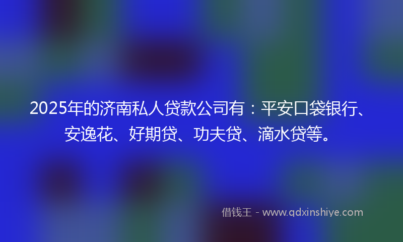 2025年的济南私人贷款公司有：平安口袋银行、安逸花、好期贷、功夫贷、滴水贷等。