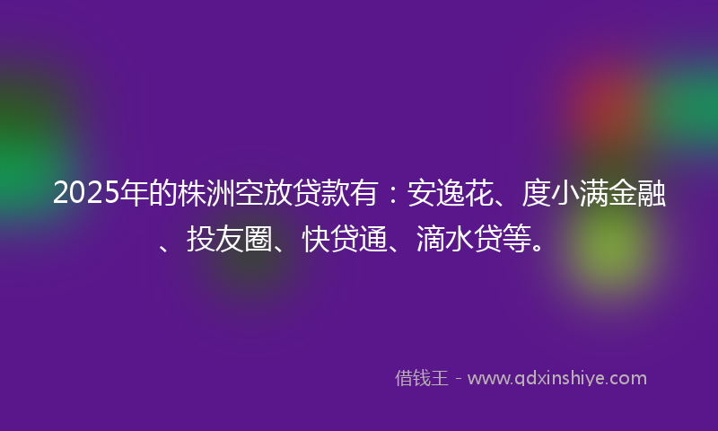 2025年的株洲空放贷款有：安逸花、度小满金融、投友圈、快贷通、滴水贷等。