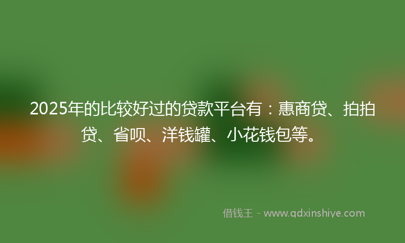 2025年的比较好过的贷款平台有：惠商贷、拍拍贷、省呗、洋钱罐、小花钱包等。
