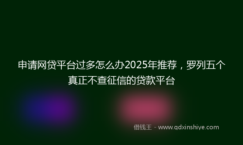 申请网贷平台过多怎么办2025年推荐，罗列五个真正不查征信的贷款平台