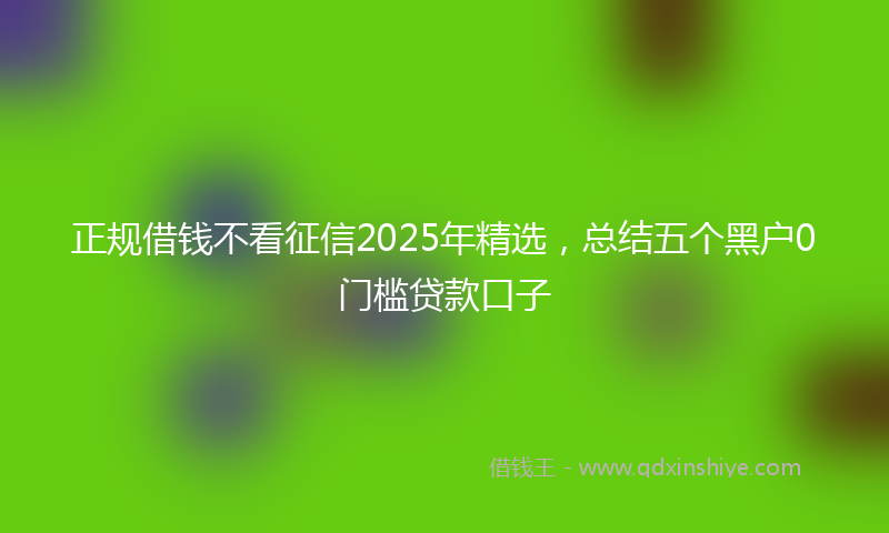 正规借钱不看征信2025年精选，总结五个黑户0门槛贷款口子