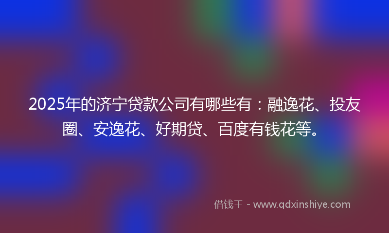 2025年的济宁贷款公司有哪些有：融逸花、投友圈、安逸花、好期贷、百度有钱花等。