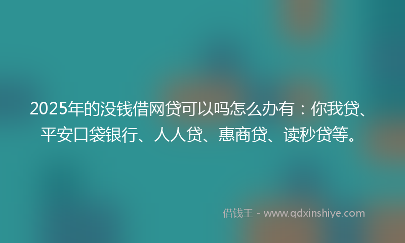 2025年的没钱借网贷可以吗怎么办有：你我贷、平安口袋银行、人人贷、惠商贷、读秒贷等。